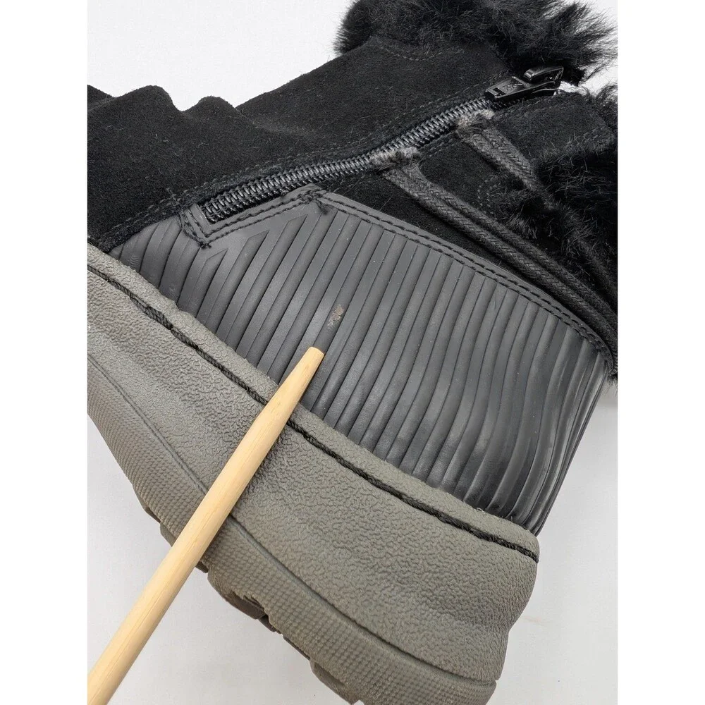 Baretraps Adalyn Boots Women 10 Black Suede Faux Fur Collar Zipped Ankle Winter